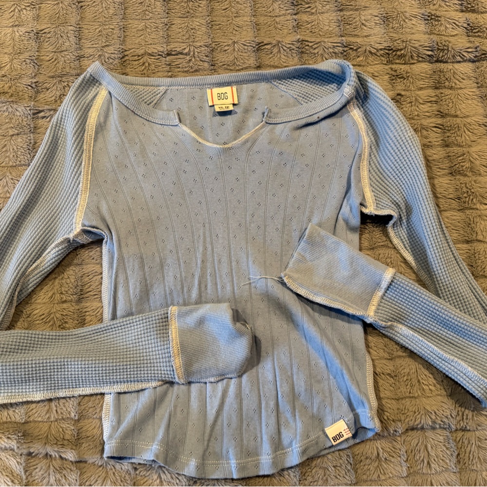BDG Urban Outfitters Light Blue Eyelet Knit Top